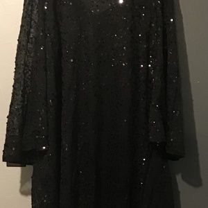Roaman’s Plus size black beaded bell sleeve dress